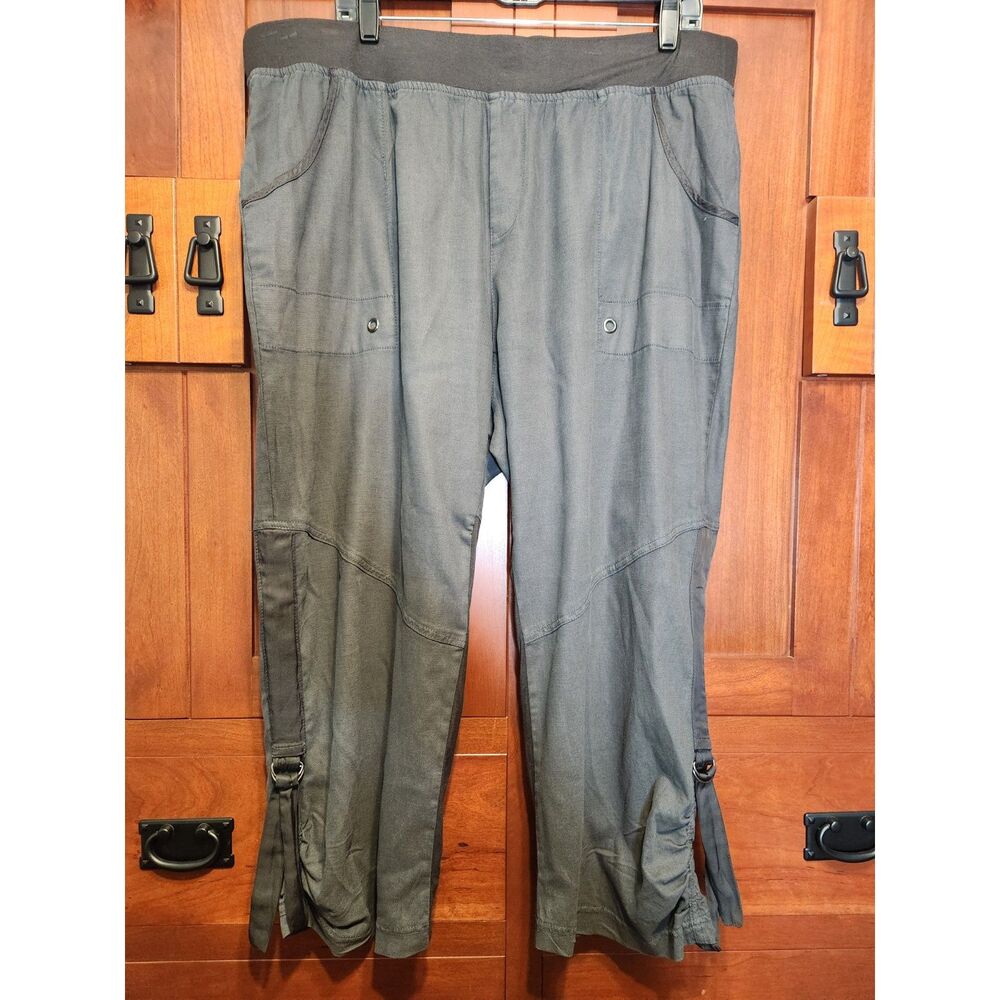 XCVI Cargo Like Olive Green Cropped Pants Adjustable Length Women's Size 1X